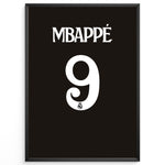Load image into Gallery viewer, Kylian Mbappé Fodbold Plakat | Til Real Madrid Fans | Denne plakat viser Kylian Mbappé i en ikonisk Real Madrid trøje, klar til at score mål. Perfekt til fodboldfans og specielt Real Madrid entusiaster.