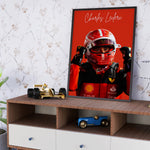 Load image into Gallery viewer, Charles Leclerc F1 Plakat | Unikt Racerdesign | Formel 1 Baner | Dynamisk Motorsport Kunst | Plakaty.dk