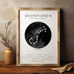 Load image into Gallery viewer, Skorpion Stjernetegn Plakat | Sort | Stjernetegn plakat |❤️ Find alle 12 flotte stjernebillede | Plakaty.dk
