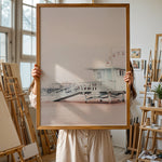 Load image into Gallery viewer, Plakat med livredders tårn | Sommer og Strand Plakater | Denne plakat viser et lyseblåt livredders tårn med en rampe og tekst “LIFEGUARD OFF-DUTY KEEP OFF”. Perfekt til strandelskere.
