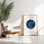 Load image into Gallery viewer, Fisk Stjernetegn Plakat | Blå
