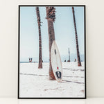 Load image into Gallery viewer, Poster with surfboard by palm tree | Summer and Beach Posters
