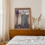 Load image into Gallery viewer, Plakat med surfbrætter | Sommer og Strand Plakater | Denne plakat viser flere surfbrætter opstillet lodret i forskellige pastelfarver som hvid, pink og grøn. Perfekt til surf- og strandelskere.
