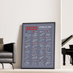 Load image into Gallery viewer, F1 Plakat | F1 Kalender Plakater 2025 | Formel 1 Race Tracking Map | Perfekt til Den Ægte Fan | Plakaty.dk

