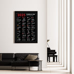 Load image into Gallery viewer, F1 Plakat | F1 Kalender Plakater 2025 | Formel 1 Race Tracking Map | Perfekt til Den Ægte Fan | Plakaty.dk
