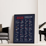 Load image into Gallery viewer, F1 Plakat | F1 Kalender Plakater 2025 | Formel 1 Race Tracking Map | Perfekt til Den Ægte Fan | Plakaty.dk
