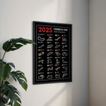 Load image into Gallery viewer, F1 Plakat | F1 Kalender Plakater 2025 | Formel 1 Race Tracking Map | Perfekt til Den Ægte Fan | Plakaty.dk

