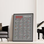 Load image into Gallery viewer, F1 Plakat | F1 Kalender Plakater 2025 | Formel 1 Race Tracking Map | Perfekt til Den Ægte Fan | Plakaty.dk
