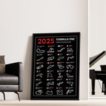 Load image into Gallery viewer, F1 Plakat | F1 Kalender Plakater 2025 | Formel 1 Race Tracking Map | Perfekt til Den Ægte Fan | Plakaty.dk
