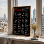 Load image into Gallery viewer, F1 Plakat | F1 Kalender Plakater 2025 | Formel 1 Race Tracking Map | Perfekt til Den Ægte Fan | Plakaty.dk
