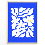 Load image into Gallery viewer, Azure Petals Plakat | Matisse Poster | Blomsterillustration i hvid på blå baggrund
