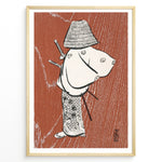 Load image into Gallery viewer, Woodblock-style illustration of a Japanese samurai in traditional clothing on a textured background in a framed poster.
