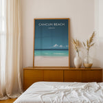 Load image into Gallery viewer, Cancun Beach Vintage Travel Plakat | Vintage Travel Poster | Denne plakat viser Cancun Beach med hvidt sand, turkisblåt vand og en klar blå himmel. Perfekt til tropiske feriestemninger.
