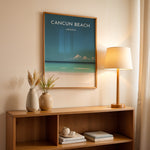 Load image into Gallery viewer, Cancun Beach Vintage Travel Plakat | Vintage Travel Poster | Denne plakat viser Cancun Beach med hvidt sand, turkisblåt vand og en klar blå himmel. Perfekt til tropiske feriestemninger.

