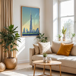 Load image into Gallery viewer, Burj Khalifa Vintage Travel Plakat | Vintage Travel Poster | Denne plakat viser det ikoniske Burj Khalifa i Dubai, UAE, med en gradient himmel og moderne bygninger omkring.
