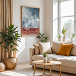 Load image into Gallery viewer, Plakat med bølger og strand | Sommer og Strand Plakater | Denne plakat viser et luftfoto af bølger, der bryder mod en rødlig sandstrand. Perfekt til dem, der elsker kystlandskaber.
