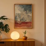 Load image into Gallery viewer, Plakat med bølger og strand | Sommer og Strand Plakater | Denne plakat viser et luftfoto af bølger, der bryder mod en rødlig sandstrand. Perfekt til dem, der elsker kystlandskaber.
