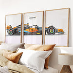 Load image into Gallery viewer, McLaren Formel 1 Plakater | Sæt af 3 | Lando Norris MCL60 | Dynamisk Racerbil Kunst | Plakaty.dk
