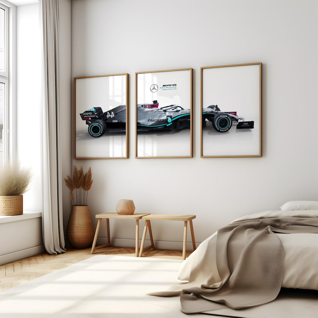 Petronas Formel 1 Plakater | Sæt af 3 | Moderne Racerbil Design | Dynamisk Motorsport Kunst | Plakaty.dk