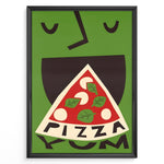 Load image into Gallery viewer, Modern graphic poster showing a stylized pizza slice against a green background.
