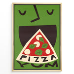 Load image into Gallery viewer, Modern graphic poster showing a stylized pizza slice against a green background.
