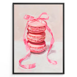 Load image into Gallery viewer, Illustration of stacked pink macarons tied with a pink ribbon.
