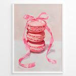 Load image into Gallery viewer, Illustration of stacked pink macarons tied with a pink ribbon.
