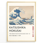 Load image into Gallery viewer, The Great Wave off Kanagawa by Katsushika Hokusai, blue waves towering over boats with Mount Fuji in the distance.
