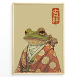 Load image into Gallery viewer, Illustration of a frog wearing a traditional Japanese kimono in a framed poster.
