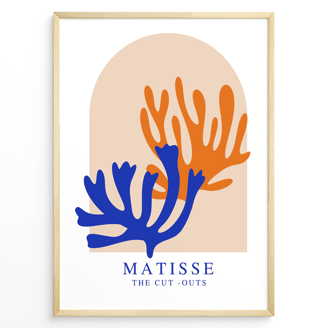 Sunset Cut-Outs Plakat | Matisse Poster | Abstrakte former i orange og blå på beige baggrund