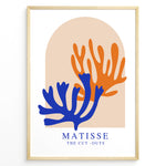 Load image into Gallery viewer, Sunset Cut-Outs Plakat | Matisse Poster | Abstrakte former i orange og blå på beige baggrund
