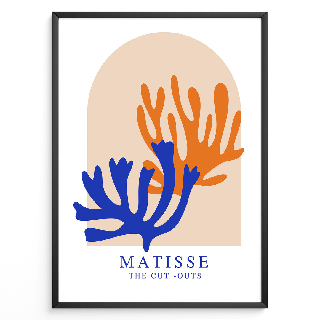 Sunset Cut-Outs Plakat | Matisse Poster | Abstrakte former i orange og blå på beige baggrund