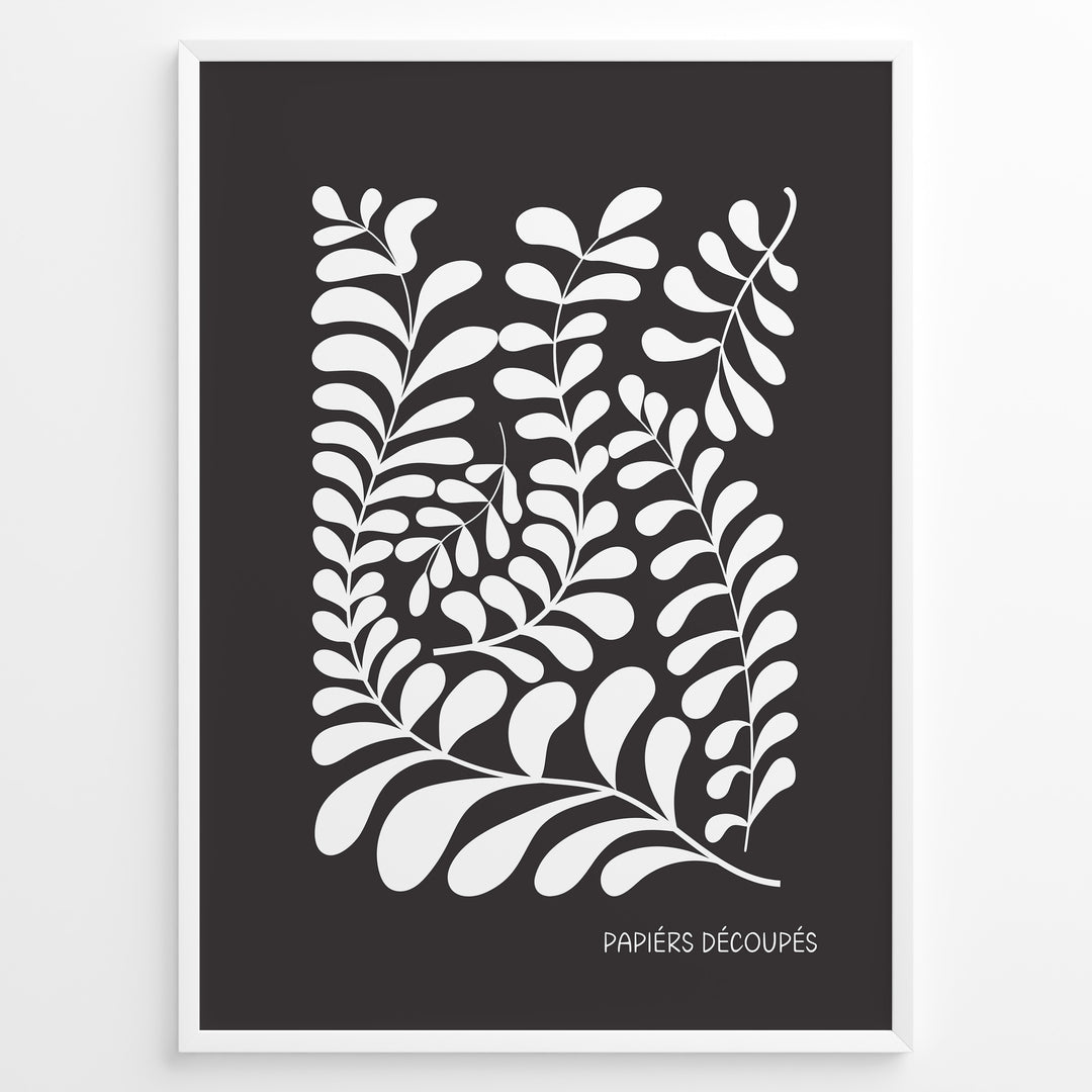Noir Foliage Plakat | Matisse Poster | Abstrakt bladmotiv i sort-hvid