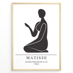 Load image into Gallery viewer, Seated Form Plakat | Matisse Poster | Minimalistisk sort silhuet af siddende figur med løftet arm
