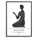 Load image into Gallery viewer, Seated Form Plakat | Matisse Poster | Minimalistisk sort silhuet af siddende figur med løftet arm
