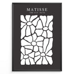 Load image into Gallery viewer, Petal Contrast Plakat | Matisse Poster | Hvide organiske udskæringer på sort baggrund
