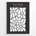 Load image into Gallery viewer, Petal Contrast Plakat | Matisse Poster | Hvide organiske udskæringer på sort baggrund
