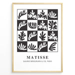 Load image into Gallery viewer, Graphic Foliage Plakat | Matisse Poster | Abstrakt bladmotiv i sort-hvid gitterdesign
