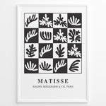Load image into Gallery viewer, Graphic Foliage Plakat | Matisse Poster | Abstrakt bladmotiv i sort-hvid gitterdesign
