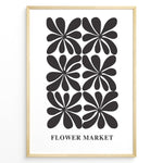 Load image into Gallery viewer, Minimal Bloom Plakat | Flower Market Poster | Sort-hvid blomstermønster med stiliserede former
