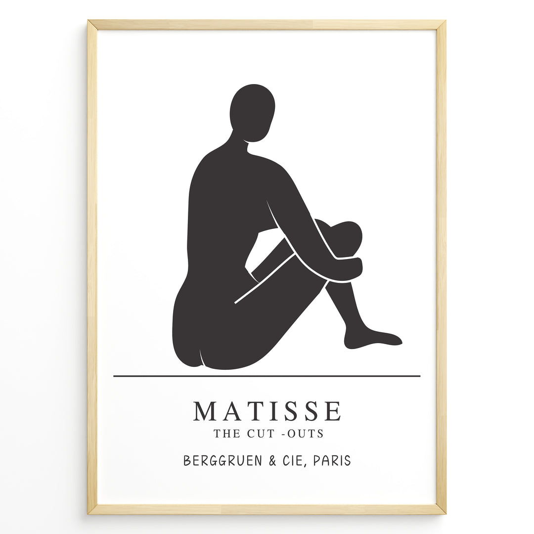 Seated Silhouette Plakat | Matisse Poster | Minimalistisk sort figur på hvid baggrund