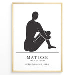 Load image into Gallery viewer, Seated Silhouette Plakat | Matisse Poster | Minimalistisk sort figur på hvid baggrund
