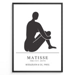 Load image into Gallery viewer, Seated Silhouette Plakat | Matisse Poster | Minimalistisk sort figur på hvid baggrund
