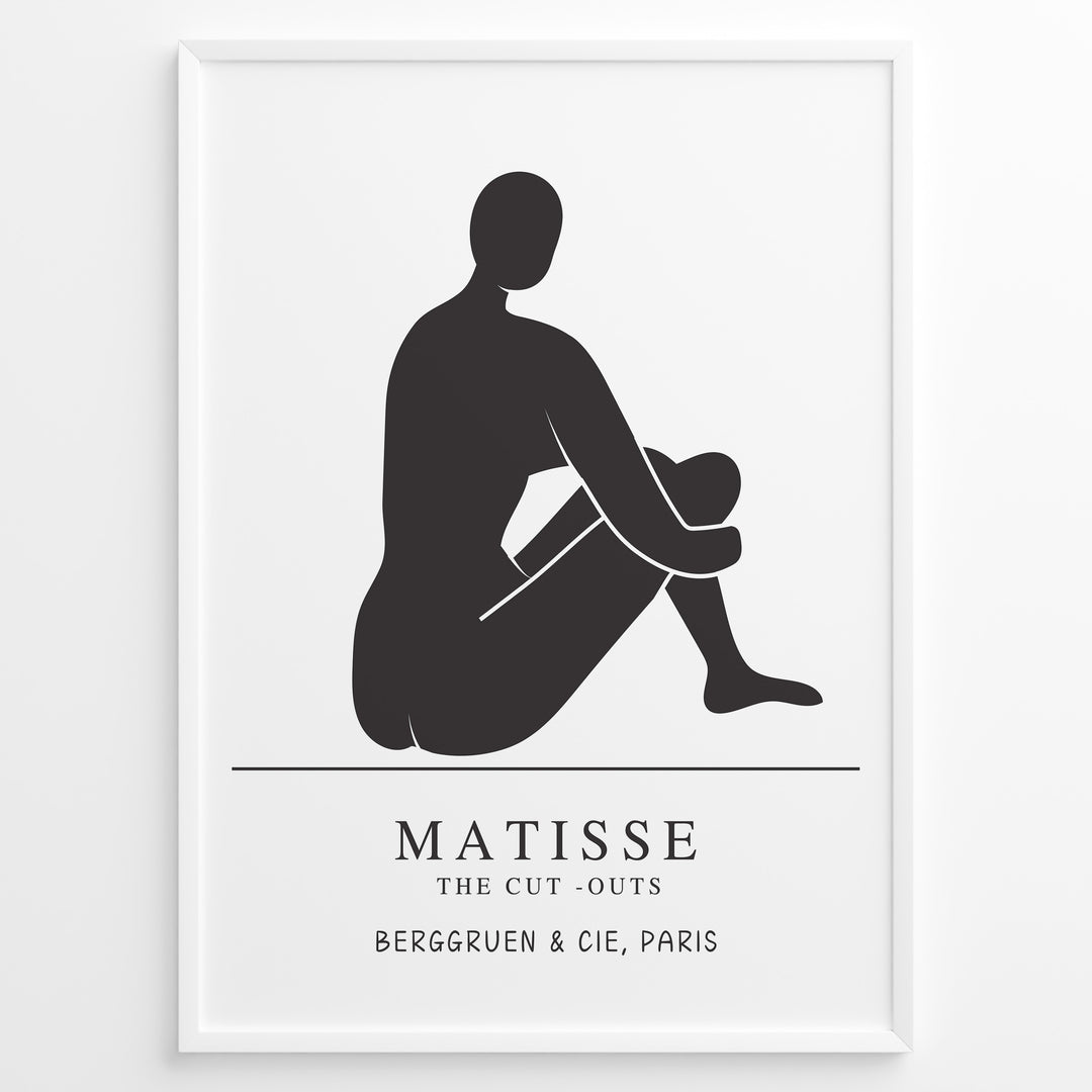 Seated Silhouette Plakat | Matisse Poster | Minimalistisk sort figur på hvid baggrund