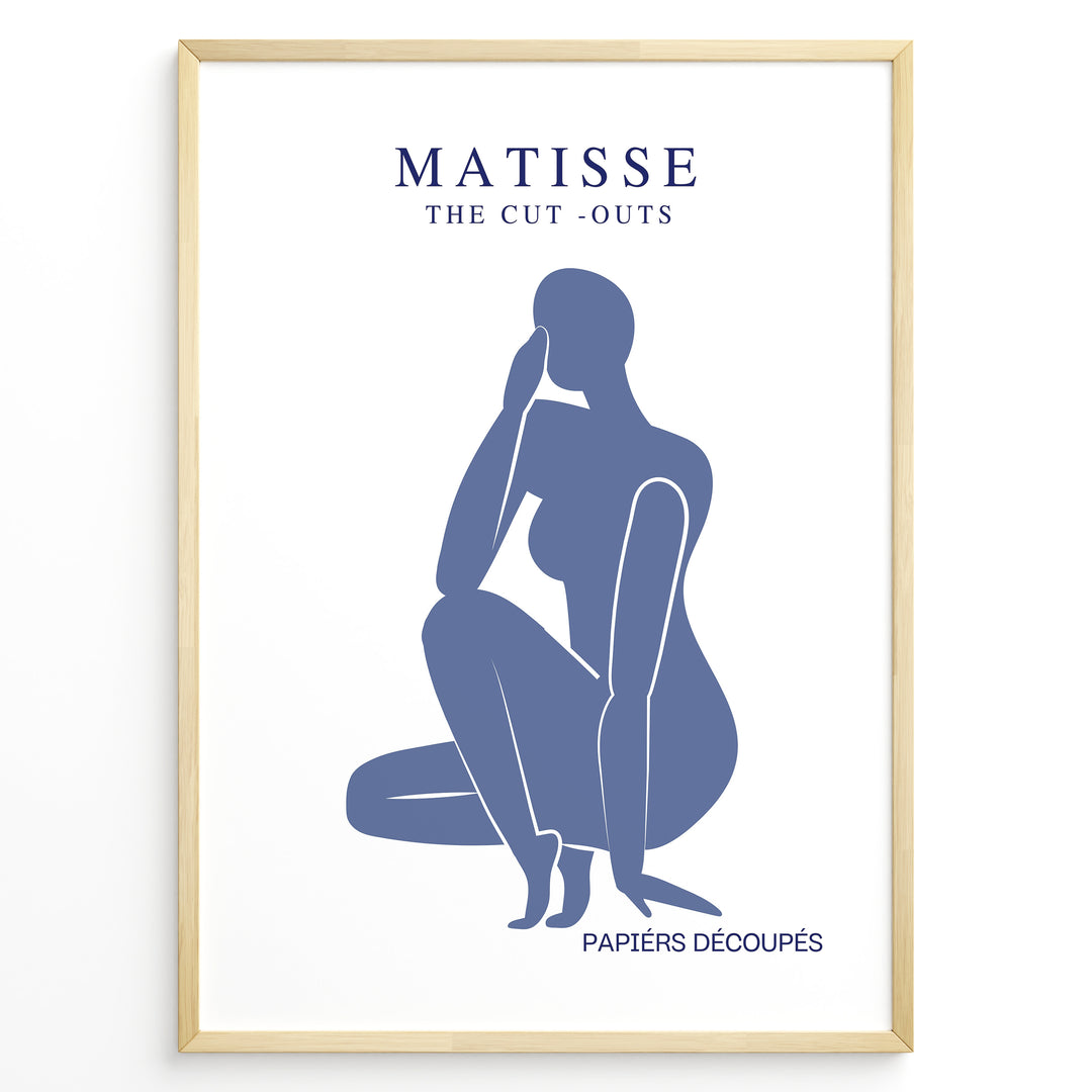 Silhouette Cut-Outs Plakat | Matisse Poster | Blå figur i ikonisk papirklip-stil