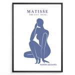 Load image into Gallery viewer, Silhouette Cut-Outs Plakat | Matisse Poster | Blå figur i ikonisk papirklip-stil
