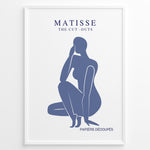 Load image into Gallery viewer, Silhouette Cut-Outs Plakat | Matisse Poster | Blå figur i ikonisk papirklip-stil

