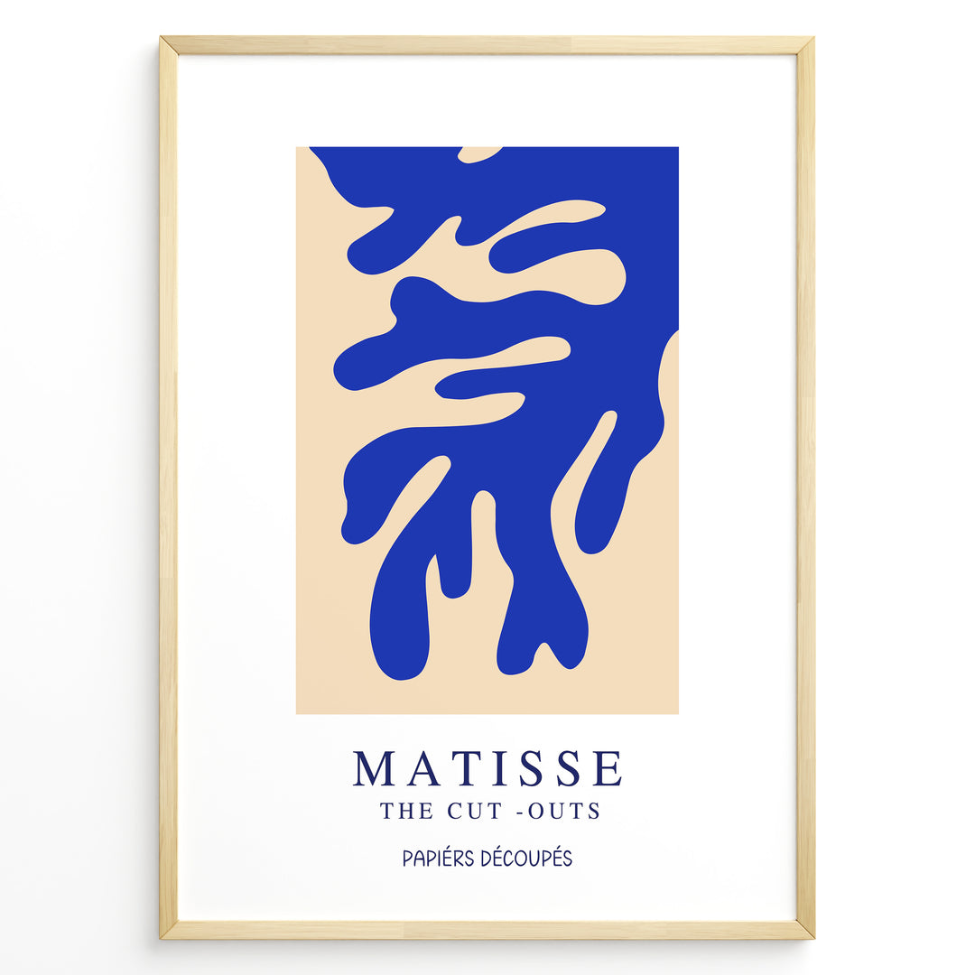 Matisse Cut-Outs Plakat | Kunstplakat med blå organiske former på beige baggrund