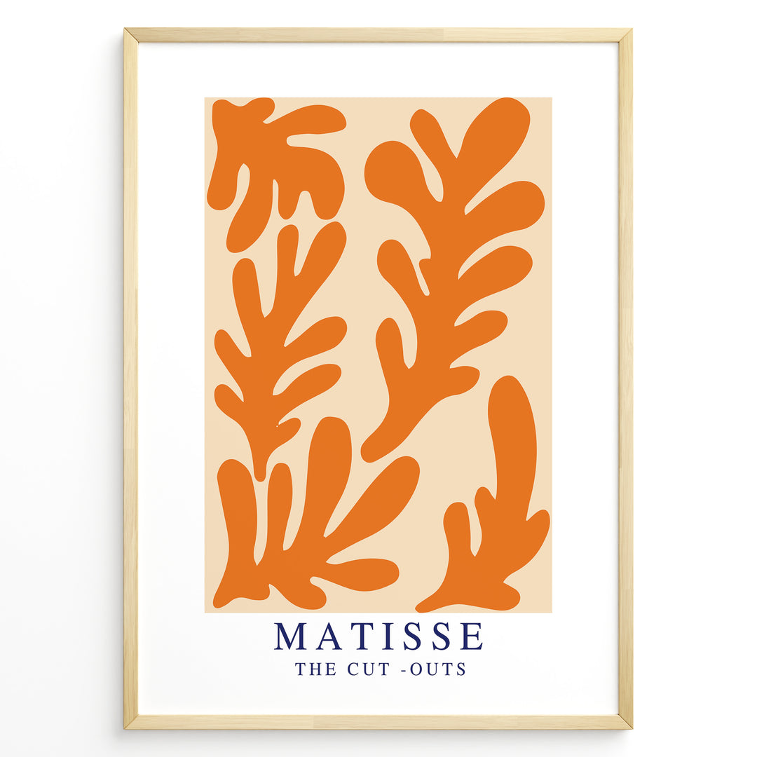 Orange Cut-Outs Plakat | Matisse Poster | Abstrakte orange former på beige baggrund