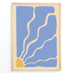 Load image into Gallery viewer, Solar Flow Plakat | Matisse Poster | Abstrakte blå former med solstråleelement i gult
